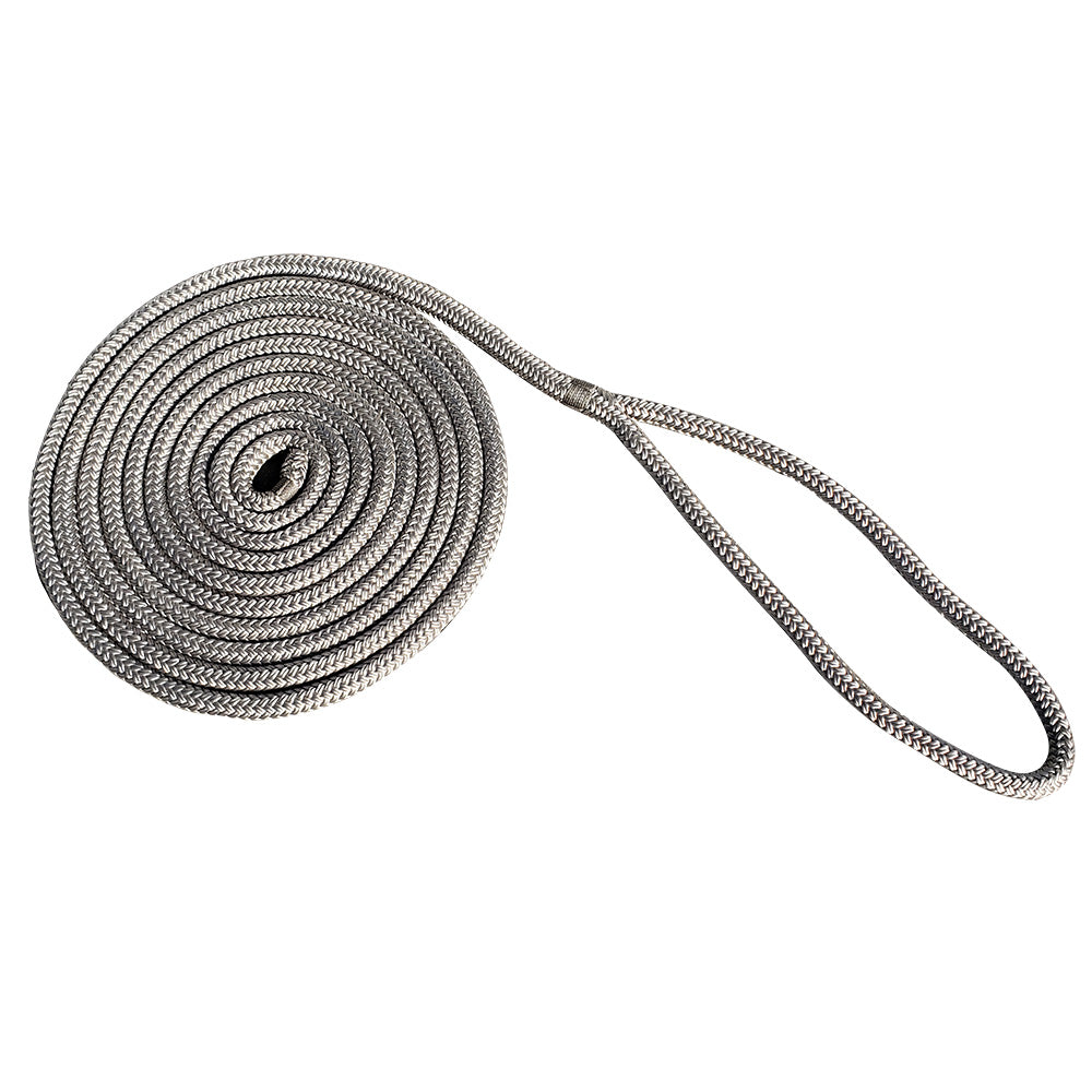 New England Rope 58 x 15 Nylon Double Braid Dock Line Grey 50582000015